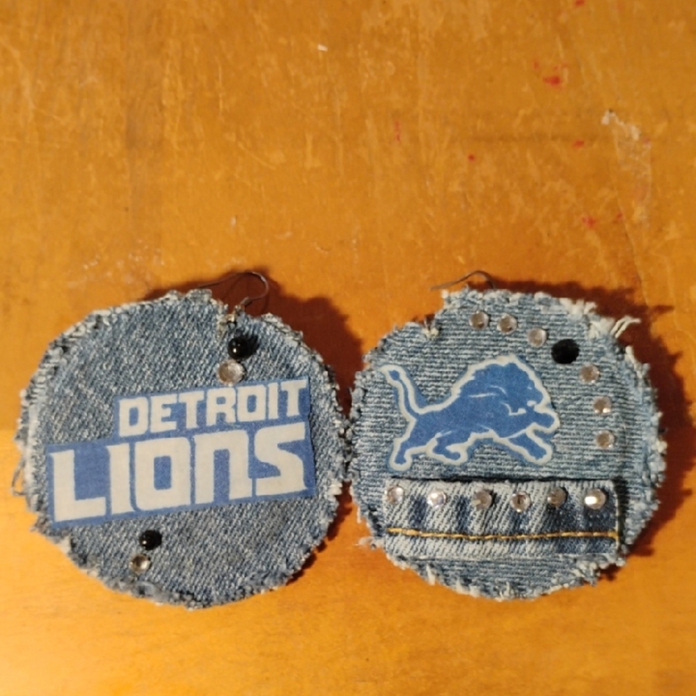 Detroit Lions Denim Earrings